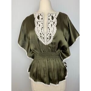 Vivienne Tam Green Blouse, Size XS, Y2K 90s
